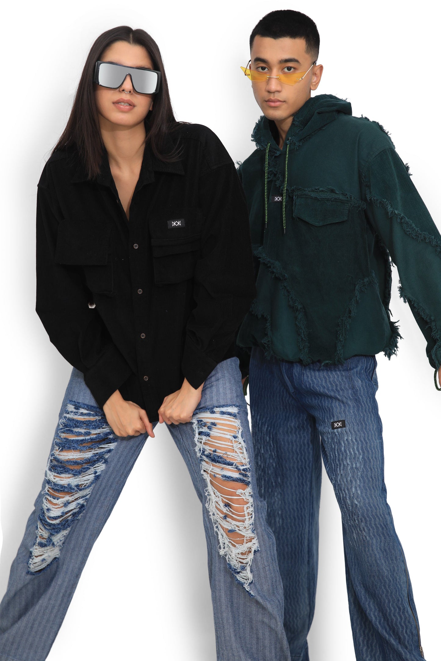 Wave Textured Denim Pants