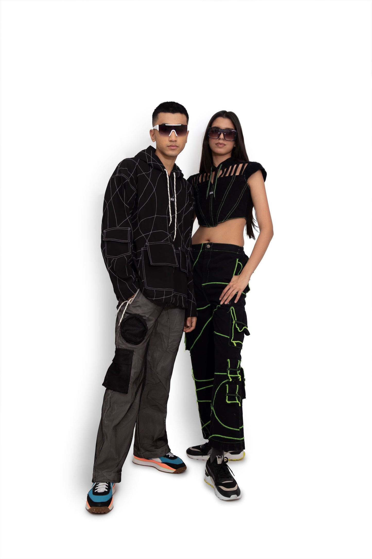 Black Map Stiched Hoodie