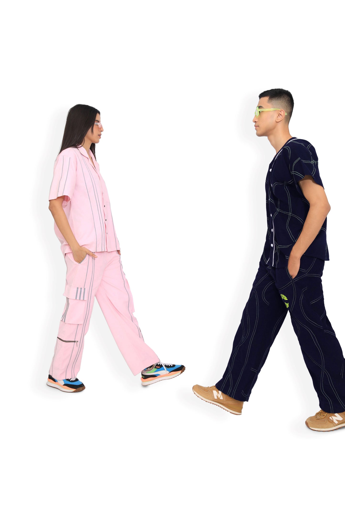 Navy Blue Contrast Stich Track Pant