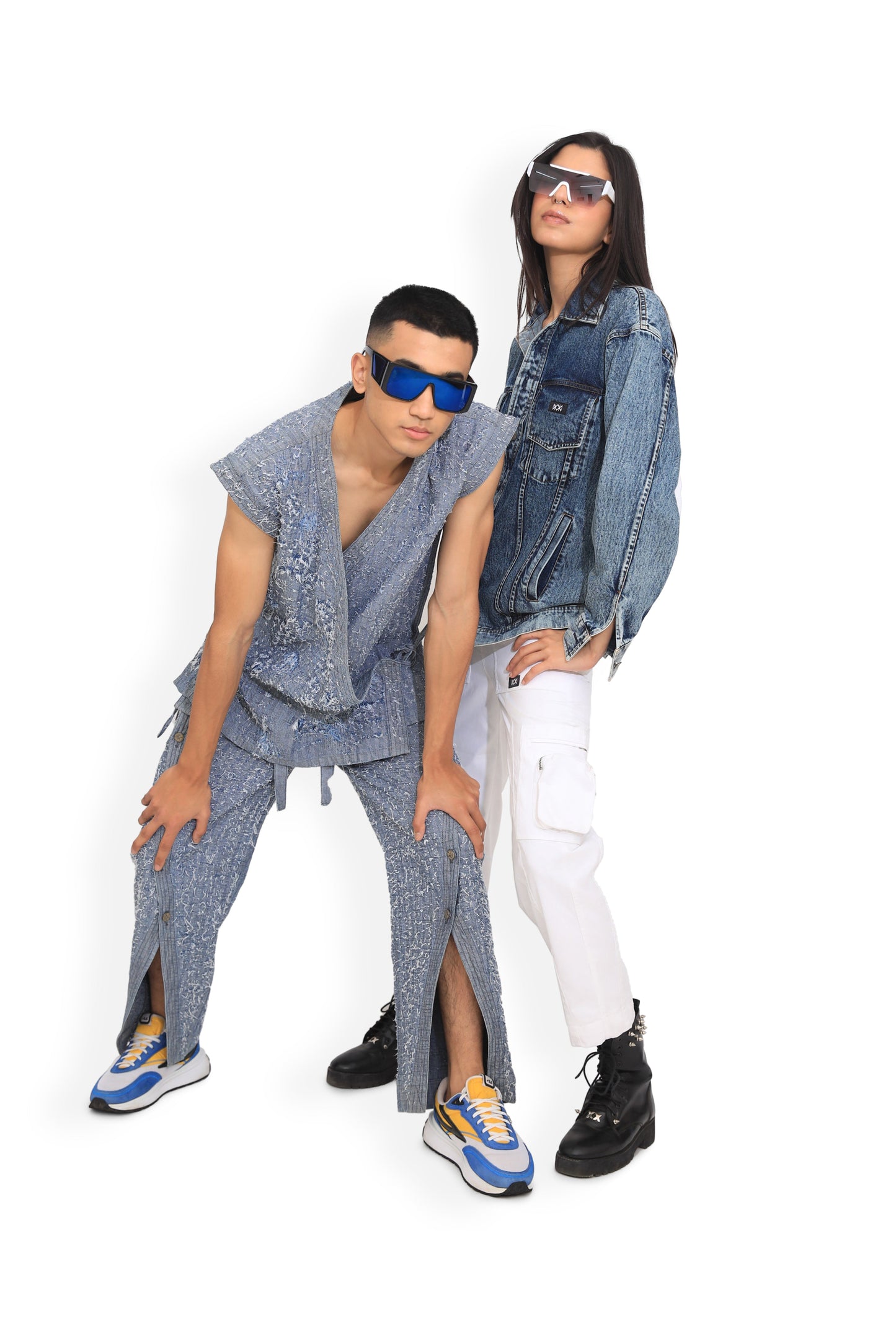 Utility White Denim Cargo Pants