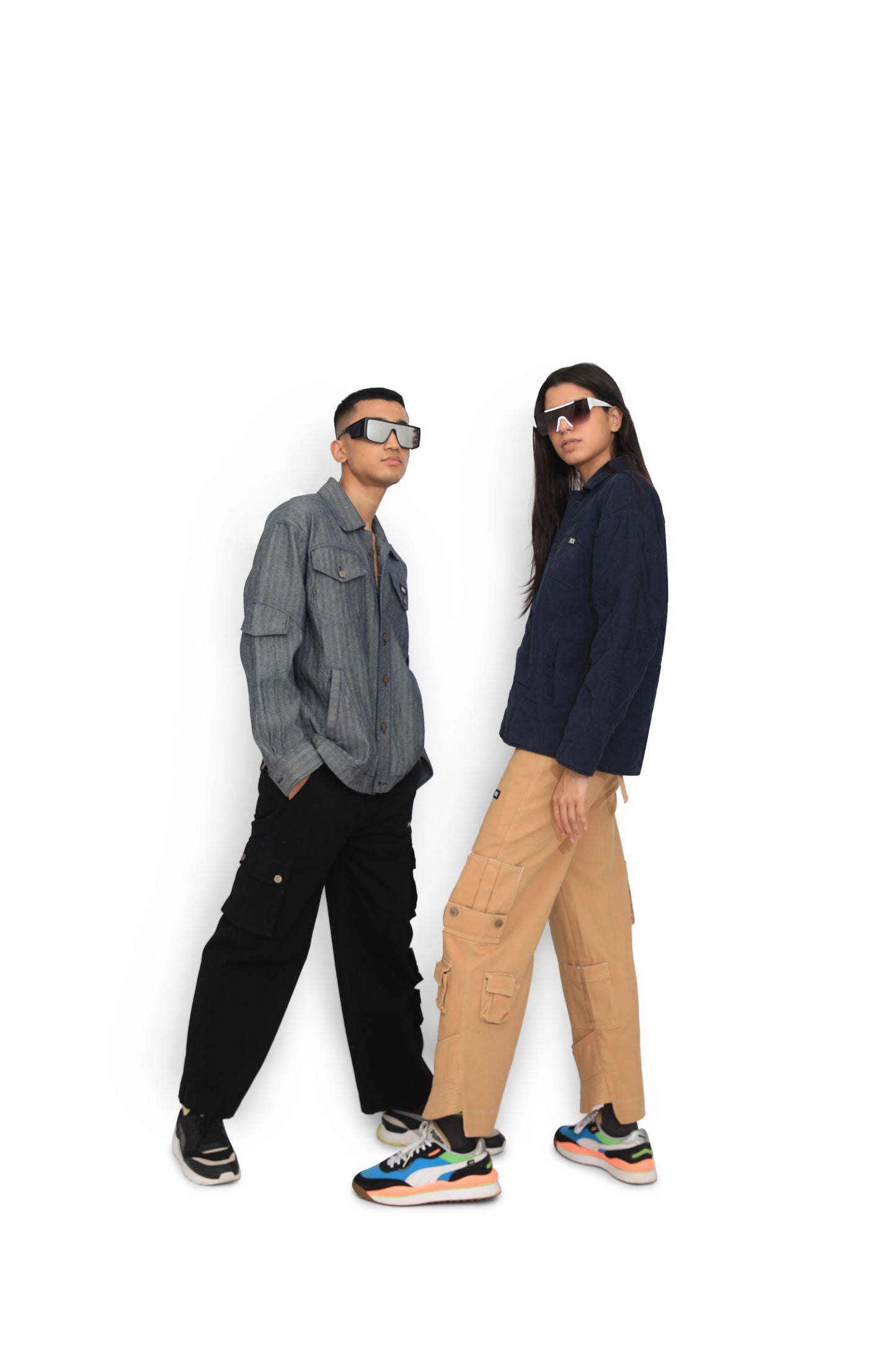 Black Denim Utility Cargo Pants