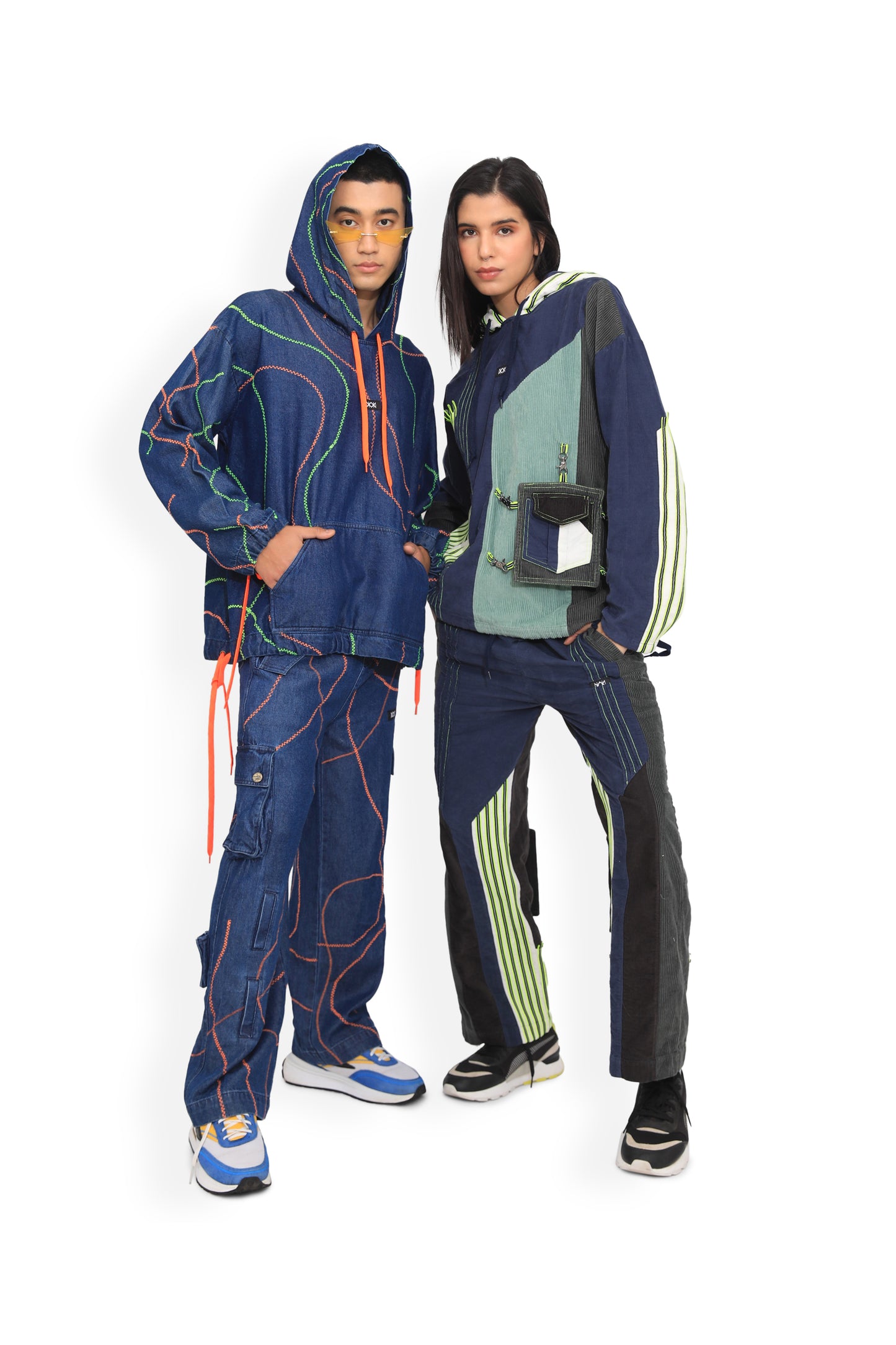 Blue Multi Colour Hoodie
