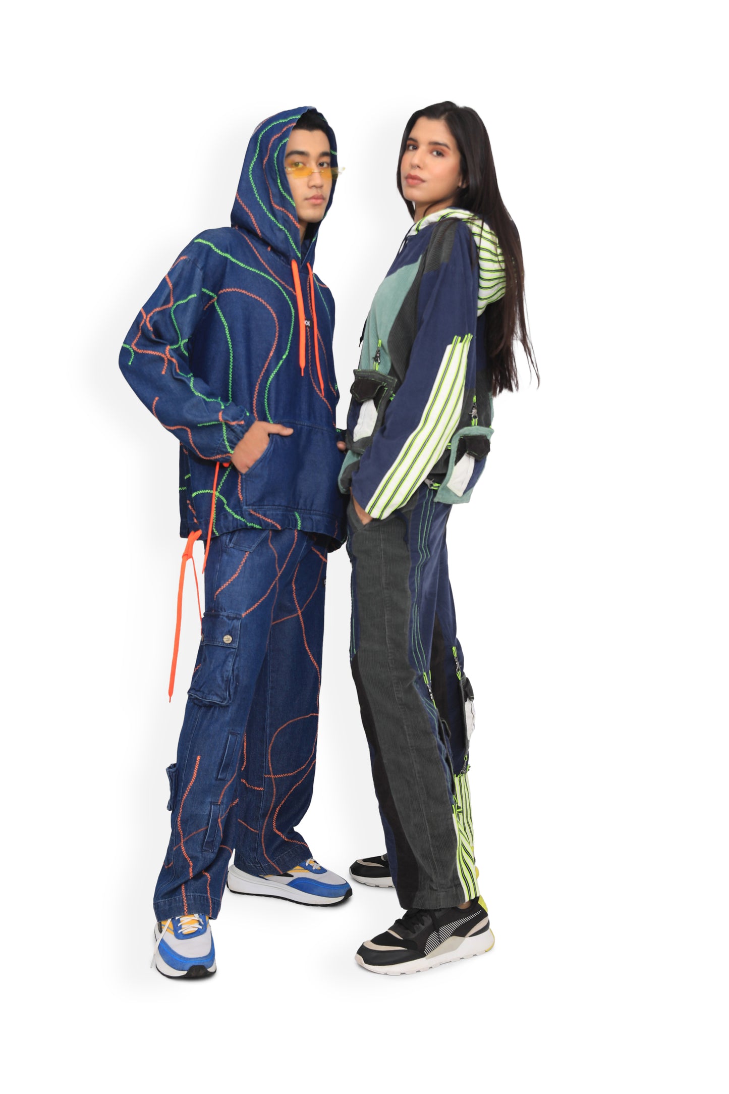 Blue Multi Colour Track Pant
