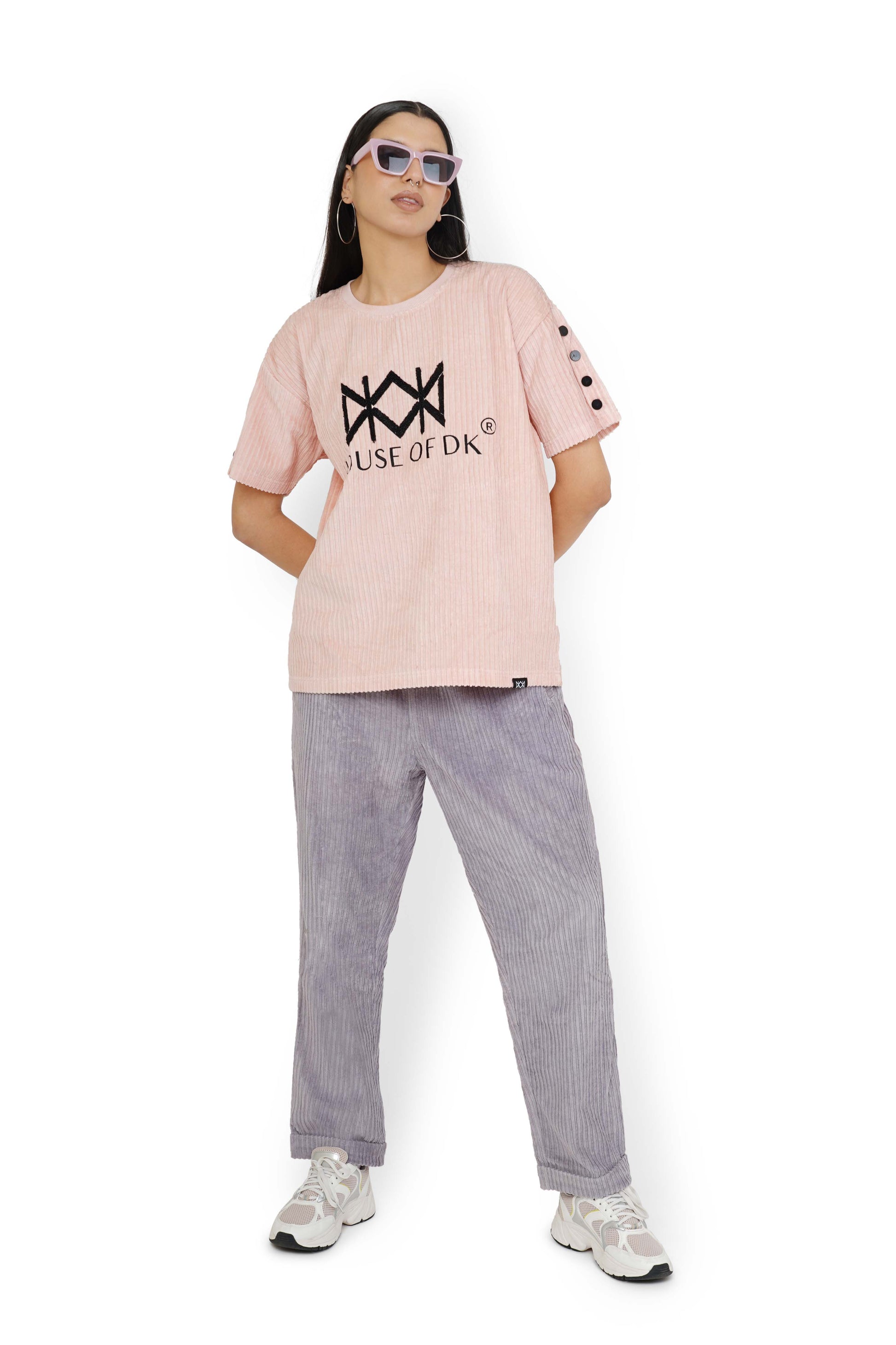 Summer Pink Hi-Low T-Shirt & Smokey Grey Track Pants Set – House of DK